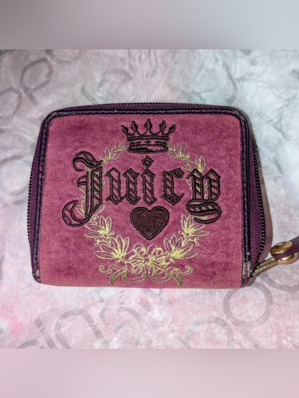 Juicy Couture Y2K Vintage Plum Purple Velvet Velour Wallet